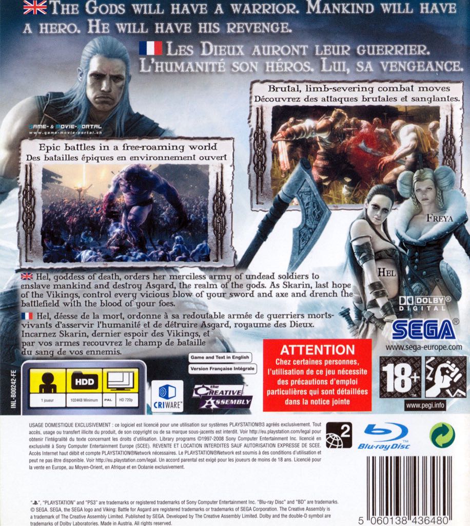 Viking: Battle For Asgard - Sony PlayStation 3 (PS3) (Sega - 1) video game collectible [Barcode 5060138436411] - Main Image 2