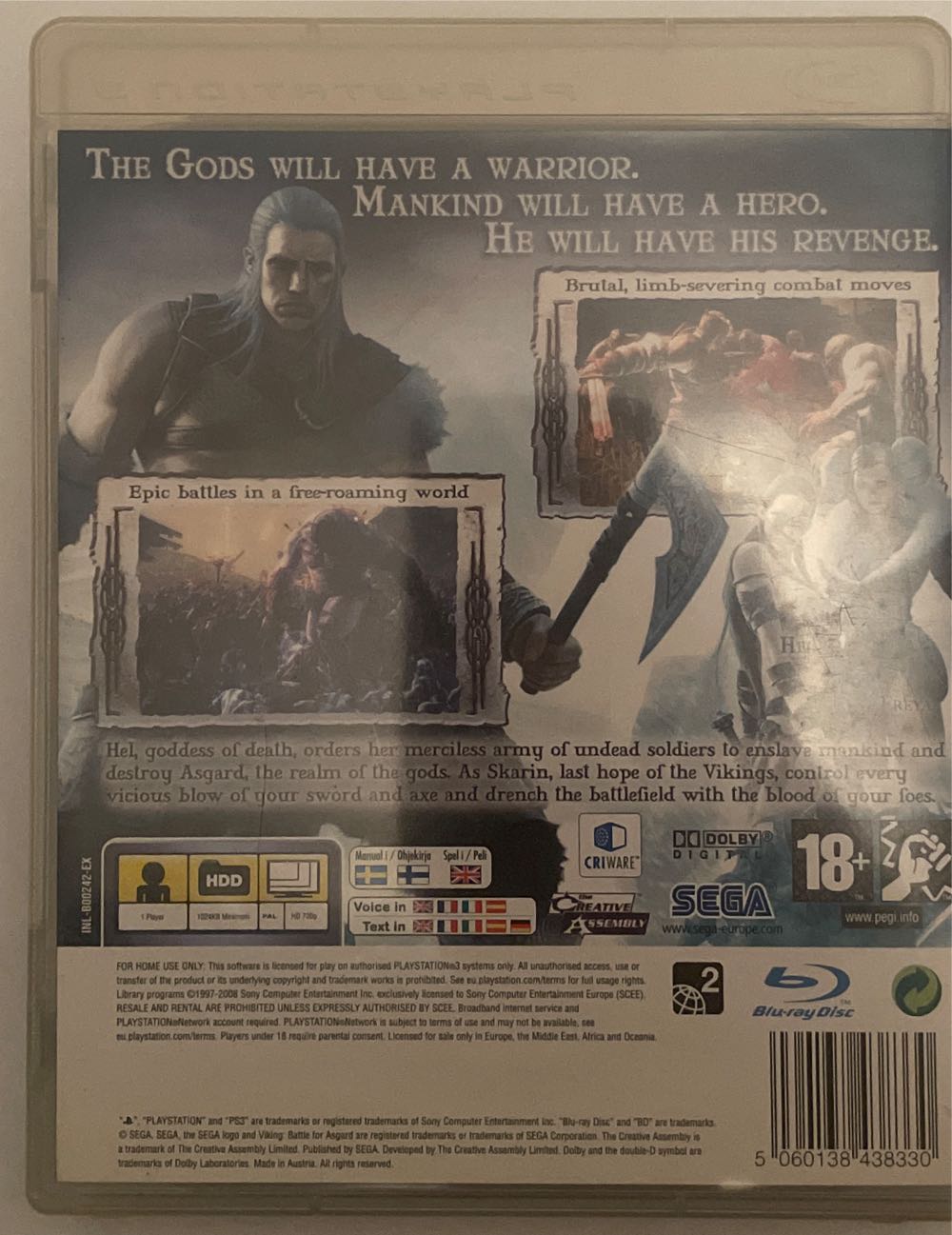 Viking Battle For Asgard - Sony PlayStation 3 (PS3) (Sega - 1) video game collectible [Barcode 5060138438330] - Main Image 2