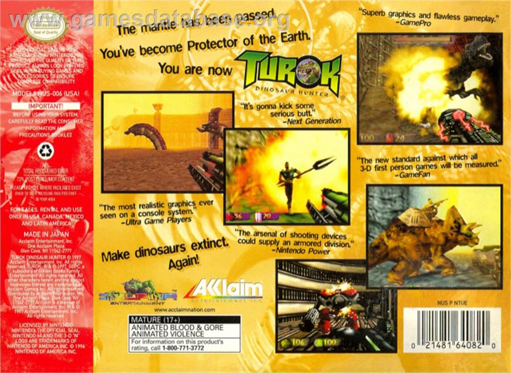 Turok - Nintendo 64 (N64) (Akklaim - 1) video game collectible [Barcode 4992713021587] - Main Image 2
