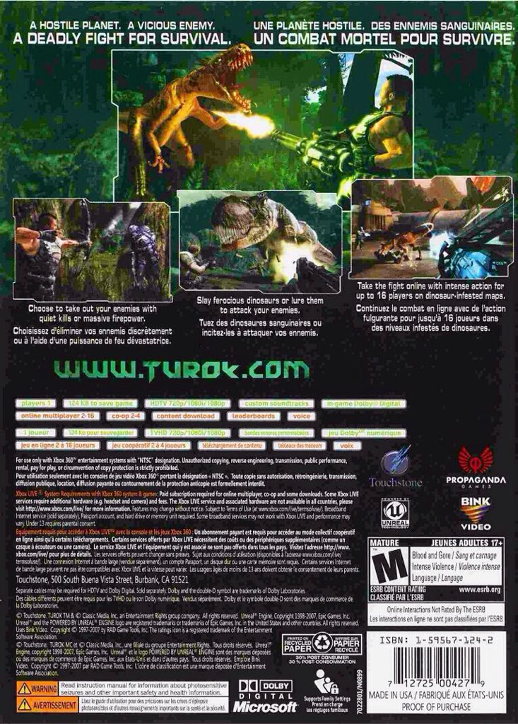 Turok - Microsoft Xbox 360 (Touchstone - 1) video game collectible [Barcode 712725004279] - Main Image 2