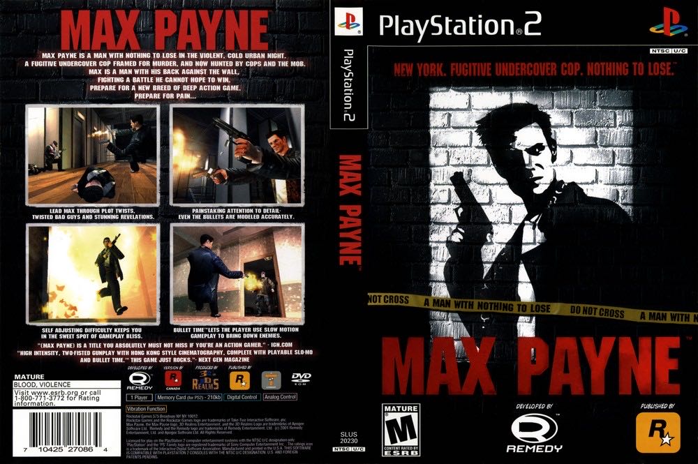 Max Payne - Sony PlayStation 2 (PS2) (Rockstar Games - 1) video game collectible [Barcode 1042527086] - Main Image 2