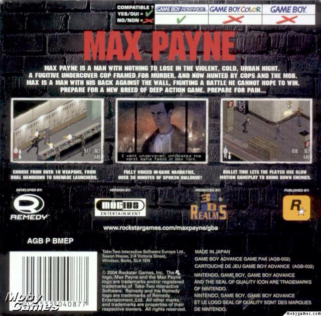 GBA / Max Payne - Nintendo Game Boy Advance (GBA) (1) video game collectible [Barcode 5026555040891] - Main Image 2
