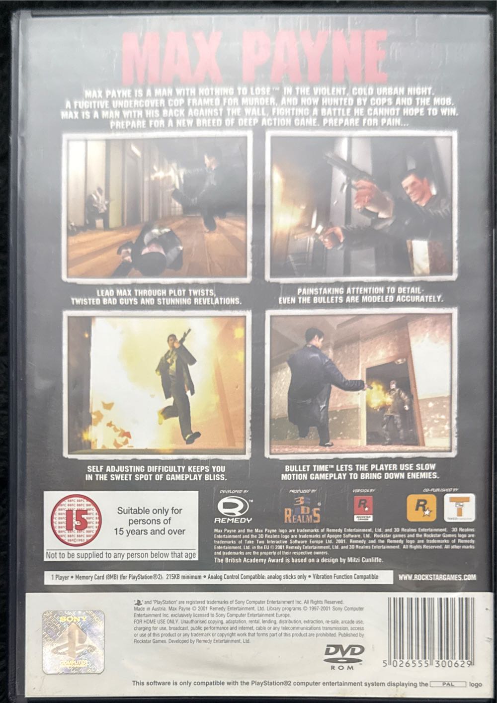 Max Payne - Sony PlayStation 2 (PS2) (Rockstar Games - 1) video game collectible [Barcode 5026555300629] - Main Image 4