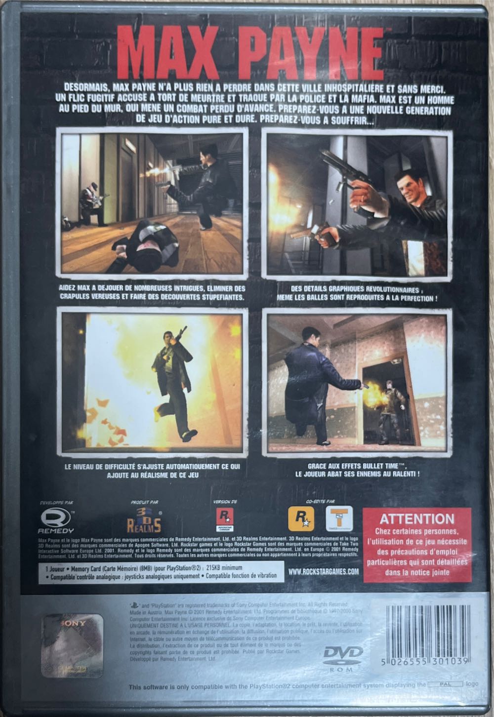 PS2 / Max Payne - Sony PlayStation 2 (PS2) (1) video game collectible [Barcode 5026555301039] - Main Image 2