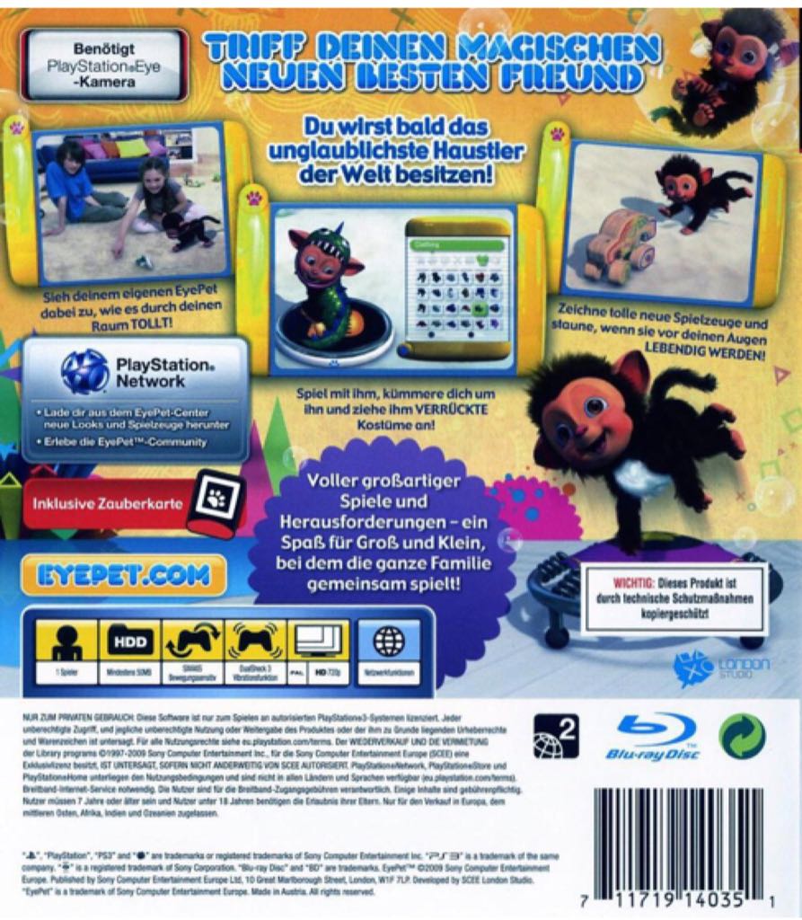 EyePet - Sony PlayStation 3 (PS3) (SCEA) video game collectible [Barcode 711719140757] - Main Image 2