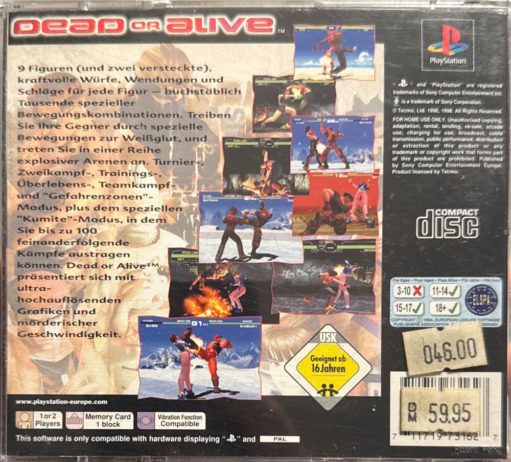 Dead or Alive - Sony PlayStation (Temco - 2) video game collectible [Barcode 711719731726] - Main Image 2