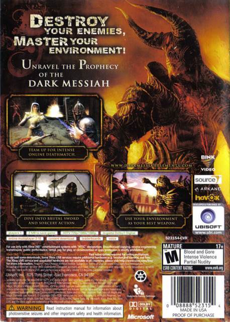 Dark Messiah of Might and Magic Element - Microsoft Xbox 360 (Ubisoft - 1) video game collectible [Barcode 3307210262479] - Main Image 2