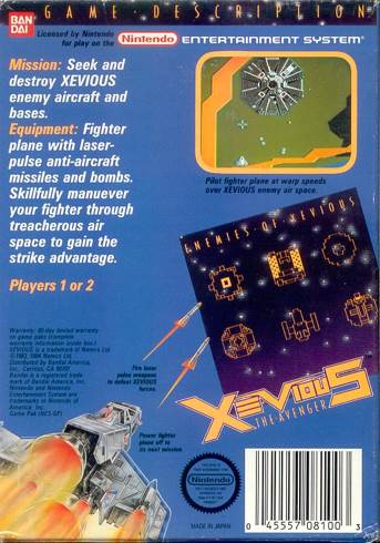 Xevious - Nintendo Entertainment System (NES) (Namco Bandai - 2) video game collectible [Barcode 045557081003] - Main Image 2