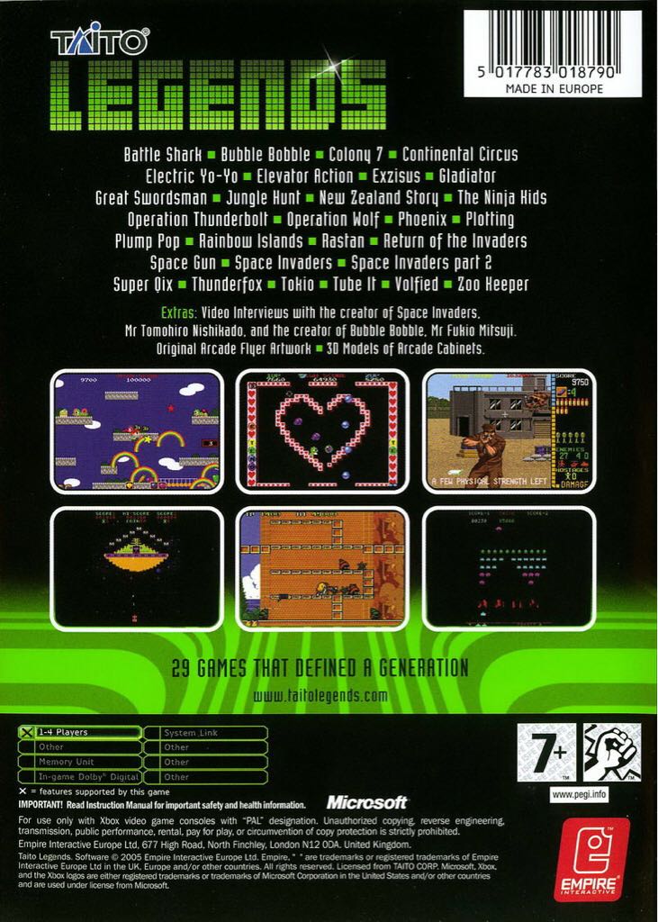 Taito Legends - Microsoft Xbox (Empire Interactive Europe Limited - 1-4) video game collectible [Barcode 5017783018813] - Main Image 2