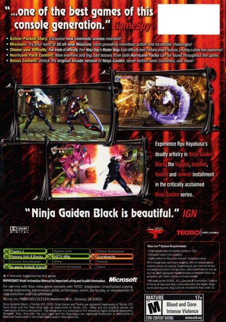 Ninja Gaiden Black - Microsoft Xbox video game collectible [Barcode 882224187701] - Main Image 2