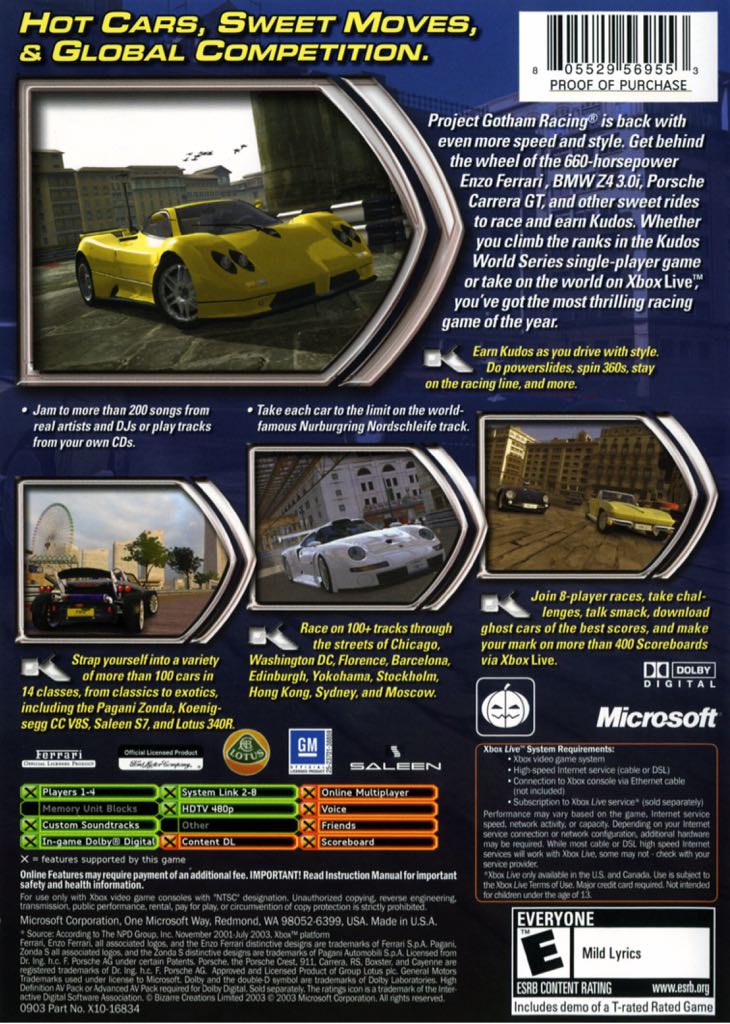 Project Gotham Racing 2 - Microsoft Xbox (Mircosoft Game Studio - 1-2) video game collectible [Barcode 805529491458] - Main Image 2