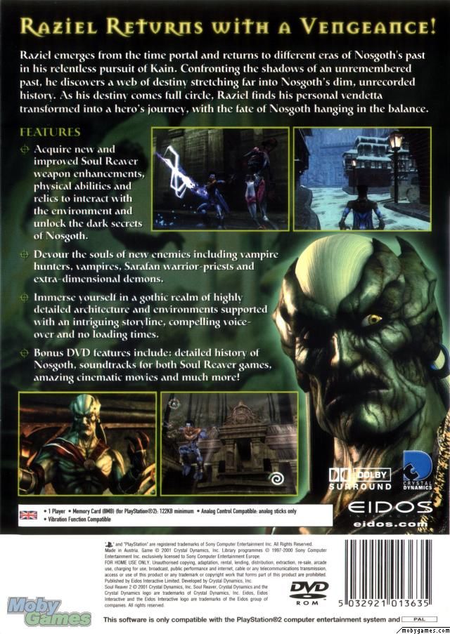 Soul Reaver 2: The Legacy Of Kain - Sony PlayStation 2 (PS2) (Eidos Interactive - 1) video game collectible [Barcode 5032921013697] - Main Image 2