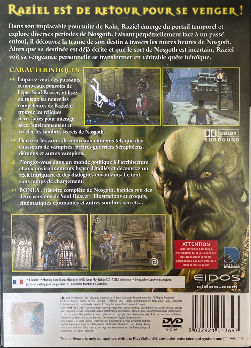 Soul Reaver 2: The Legacy Of Kain - Sony PlayStation 2 (PS2) (Eidos Interactive - 1) video game collectible [Barcode 5032921013697] - Main Image 3