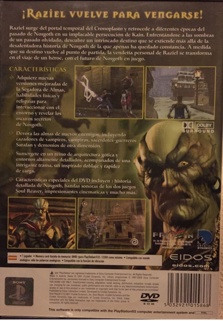 Soul Reaver 2 - Sony PlayStation 2 (PS2) (Eidos - 1) video game collectible [Barcode 5032921015868] - Main Image 2