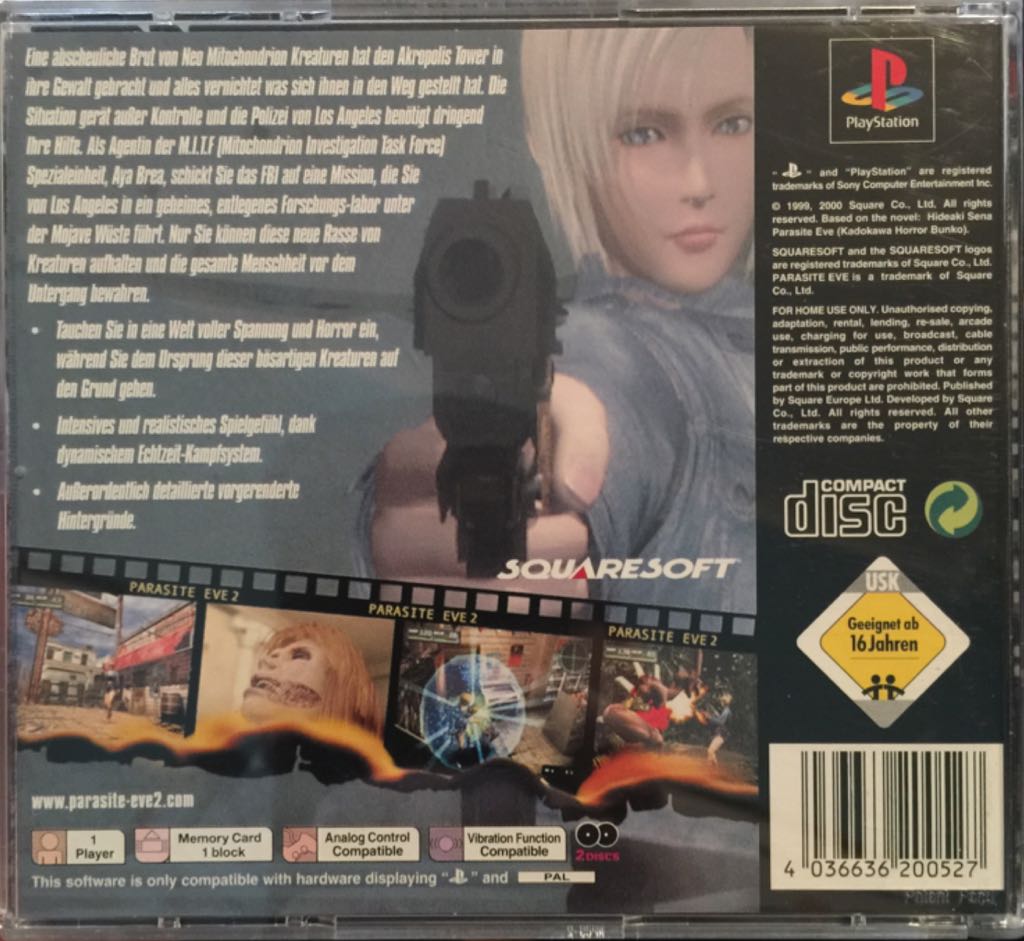 Parasite Eve II - Sony PlayStation (Square Europe) video game collectible [Barcode 4036636200527] - Main Image 2