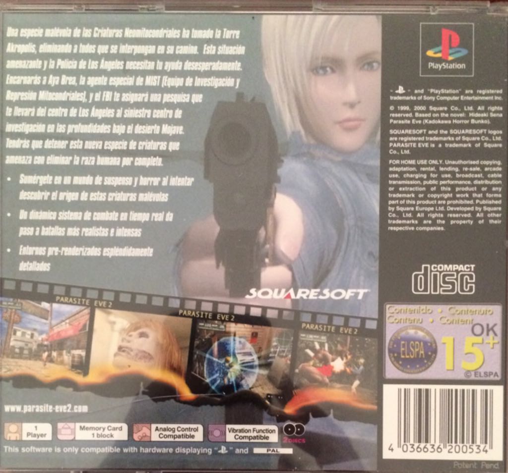 Parasite Eve II - Sony PlayStation (1) video game collectible [Barcode 4036636200534] - Main Image 2