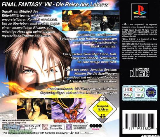 Final Fantasy VIII - Sony PlayStation (Square Soft - 1) video game collectible [Barcode 111719193980] - Main Image 2
