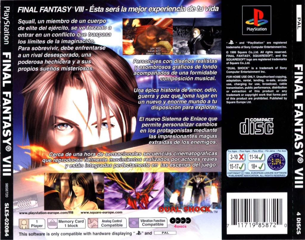 Final Fantasy VIII - Sony PlayStation (SquareSoft - 1) video game collectible [Barcode 711719858829] - Main Image 2