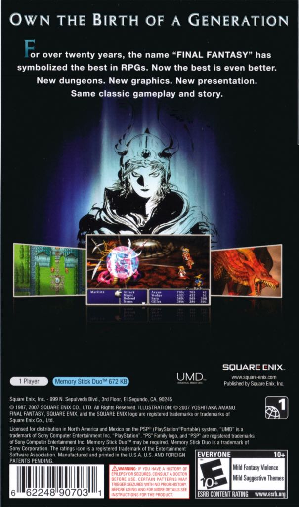Final Fantasy - Sony PlayStation Portable (PSP) (Square-Enix - 1) video game collectible [Barcode 5060121822528] - Main Image 2