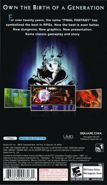 Final Fantasy - Sony PlayStation Portable (PSP) (Square Enix - 1) video game collectible [Barcode 662248907031] - Main Image 2