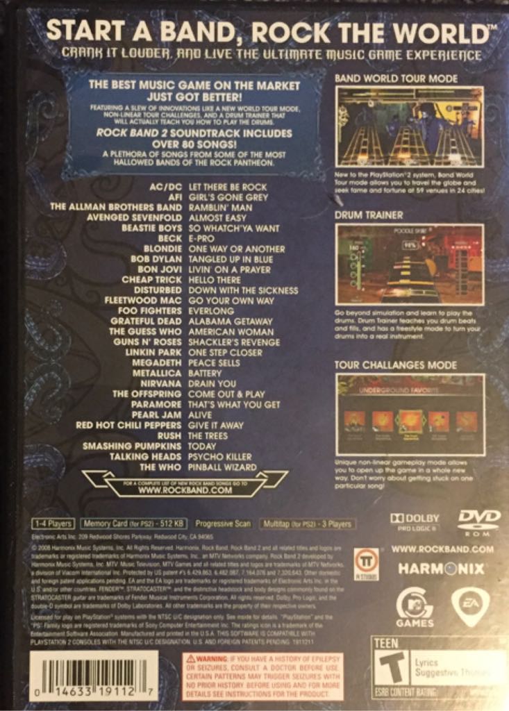 RockBand 2 - Sony PlayStation 2 (PS2) (MTV Games / Electronic Arts) video game collectible - Main Image 2