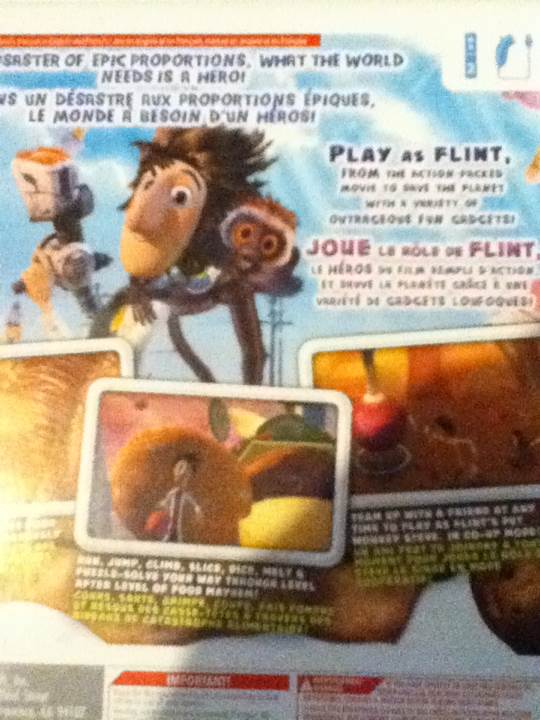 Cloudy With A Chance Of Meatballs - Nintendo Wii (Ubisoft - 2) video game collectible [Barcode 008888175452] - Main Image 2