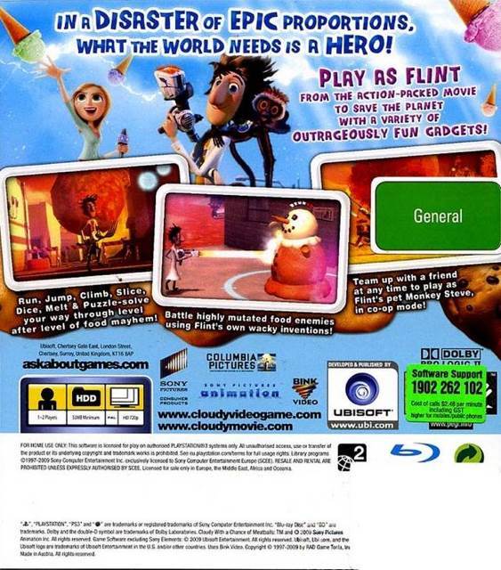 Cloudy With A Chance Of Meatballs - Sony PlayStation 3 (PS3) (Ubisoft - 2) video game collectible [Barcode 008888345459] - Main Image 2