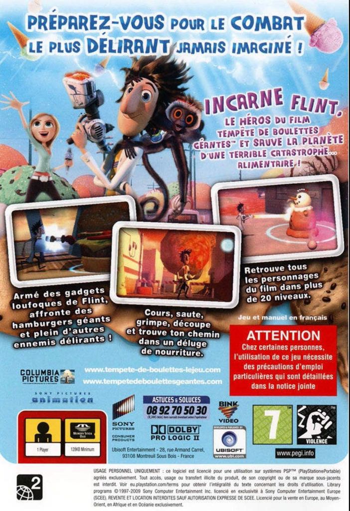 Cloudy With A Chance Of Meatballs - Sony PlayStation Portable (PSP) (Ubisoft - 1) video game collectible [Barcode 3307211671294] - Main Image 2