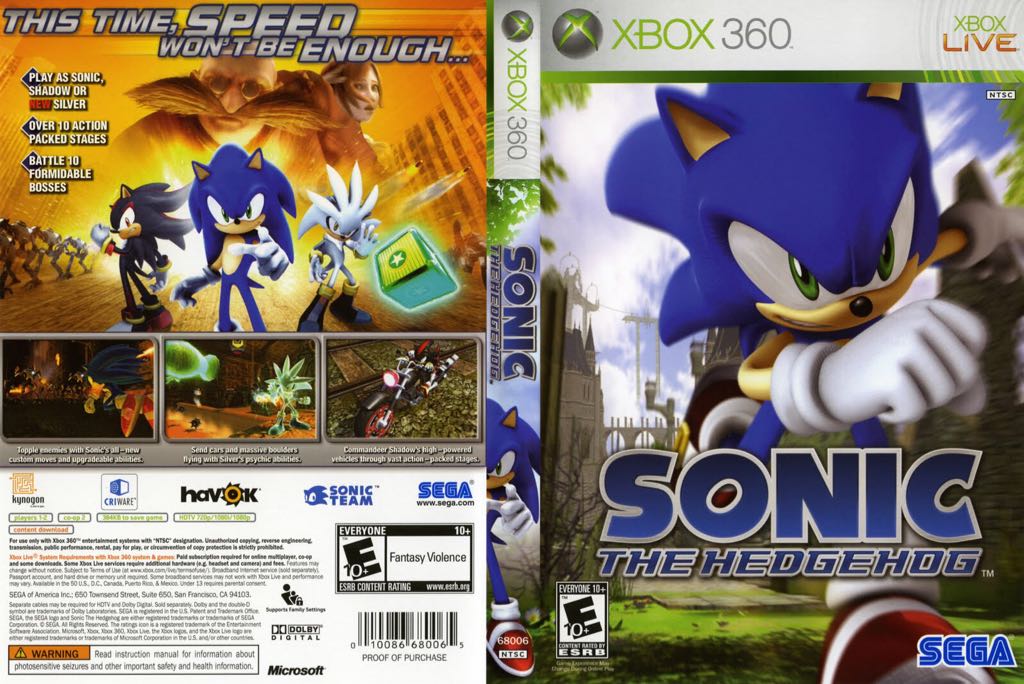 Sonic The Hedgehog - Microsoft Xbox 360 (Sega - 1) video game collectible [Barcode 5060004769216] - Main Image 2