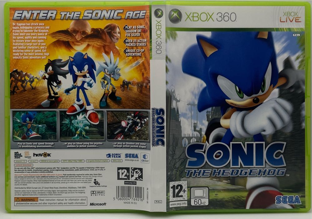 Sonic The Hedgehog (Slip Cover) - Microsoft Xbox 360 (Sega - 2) video game collectible [Barcode 5060138430433] - Main Image 3