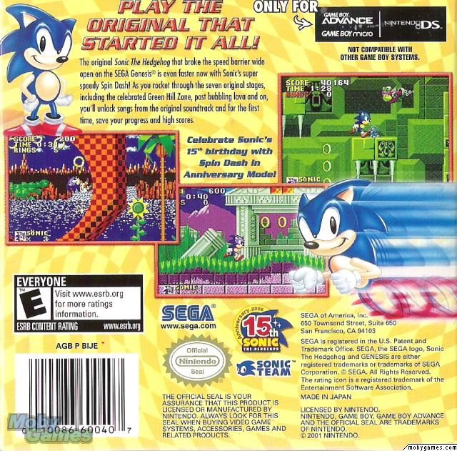 Sonic The Hedgehog - Nintendo Game Boy Advance (GBA) video game collectible - Main Image 2
