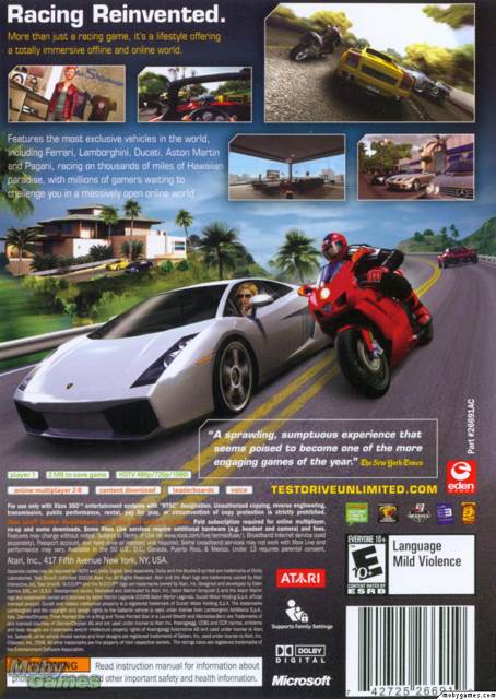 Test Drive Unlimited - Microsoft Xbox 360 (Atari Inc. - 1-8) video game collectible [Barcode 54031968] - Main Image 2