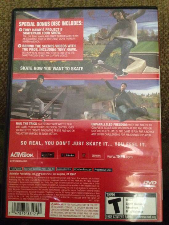 Tony Hawks Project 8 - Sony PlayStation 2 (PS2) (Activision - 1) video game collectible [Barcode 047875831711] - Main Image 2
