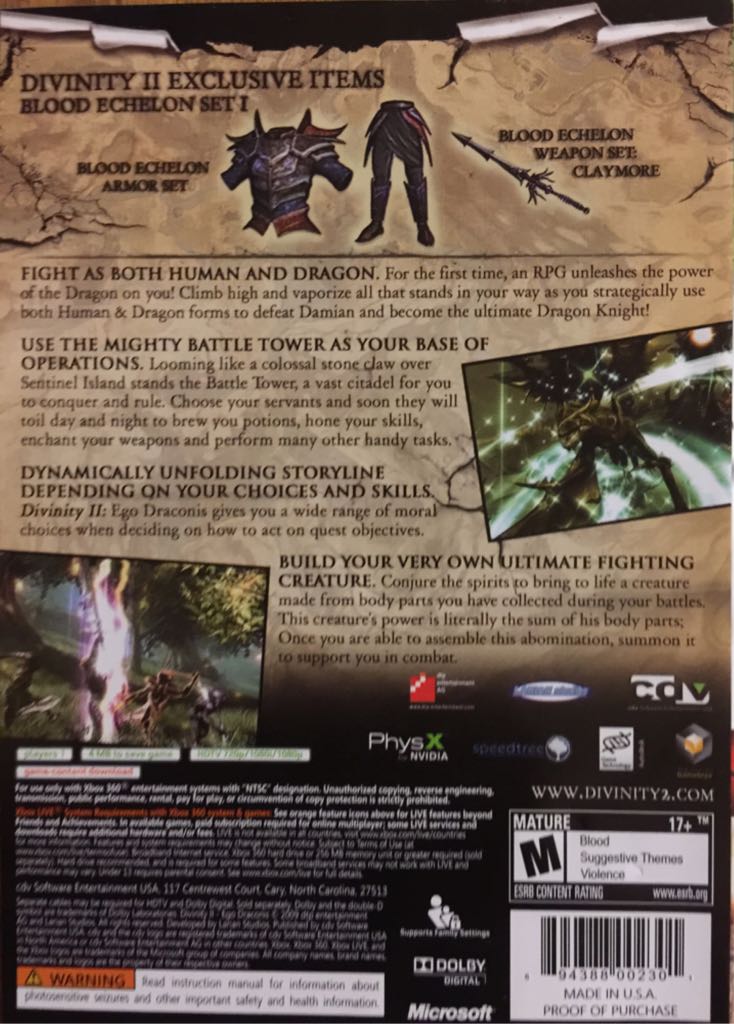 Divinity II: Ego Draconis - Microsoft Xbox 360 (Cdv Software Entertainment - 1) video game collectible [Barcode 4011242023586] - Main Image 2