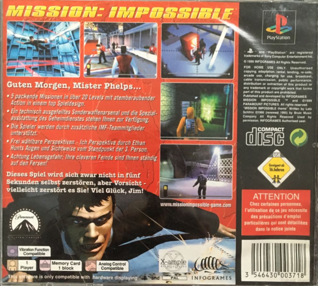 Mission Impossible - Sony PlayStation (Infogrames) video game collectible [Barcode 3546430003718] - Main Image 2
