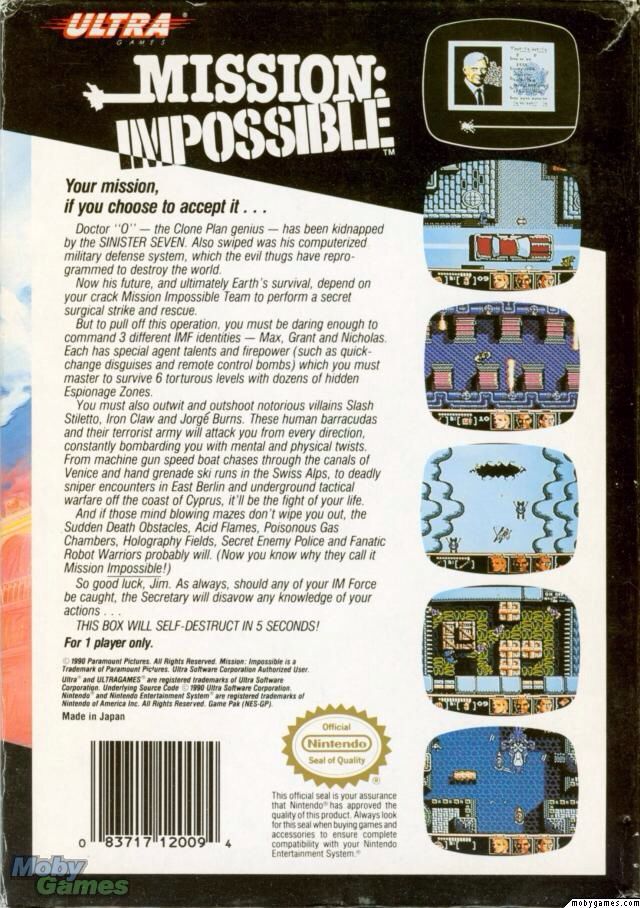Mission Impossible - Nintendo Entertainment System (NES) video game collectible - Main Image 2