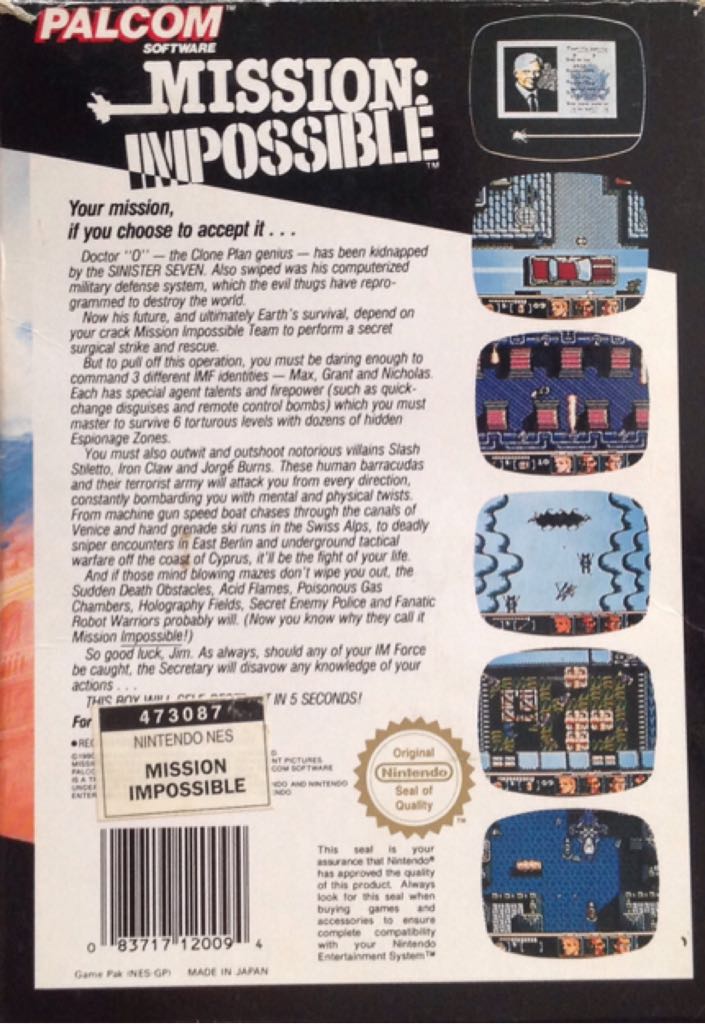 Mission Impossible - Nintendo Entertainment System (NES) video game collectible - Main Image 2