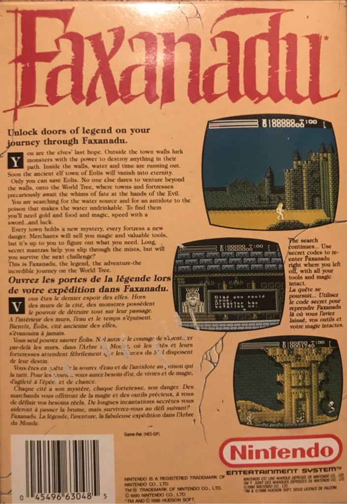 Faxanadu - Nintendo Entertainment System (NES) (Nintendo) video game collectible - Main Image 2