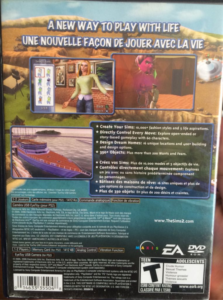 The Sims 2 - Sony PlayStation 2 (PS2) video game collectible [Barcode 014633355048] - Main Image 2