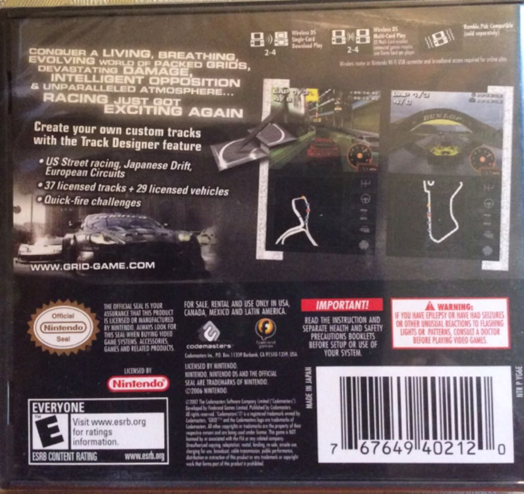 Grid - Nintendo DS (Codemasters - 4) video game collectible [Barcode 767649402120] - Main Image 2