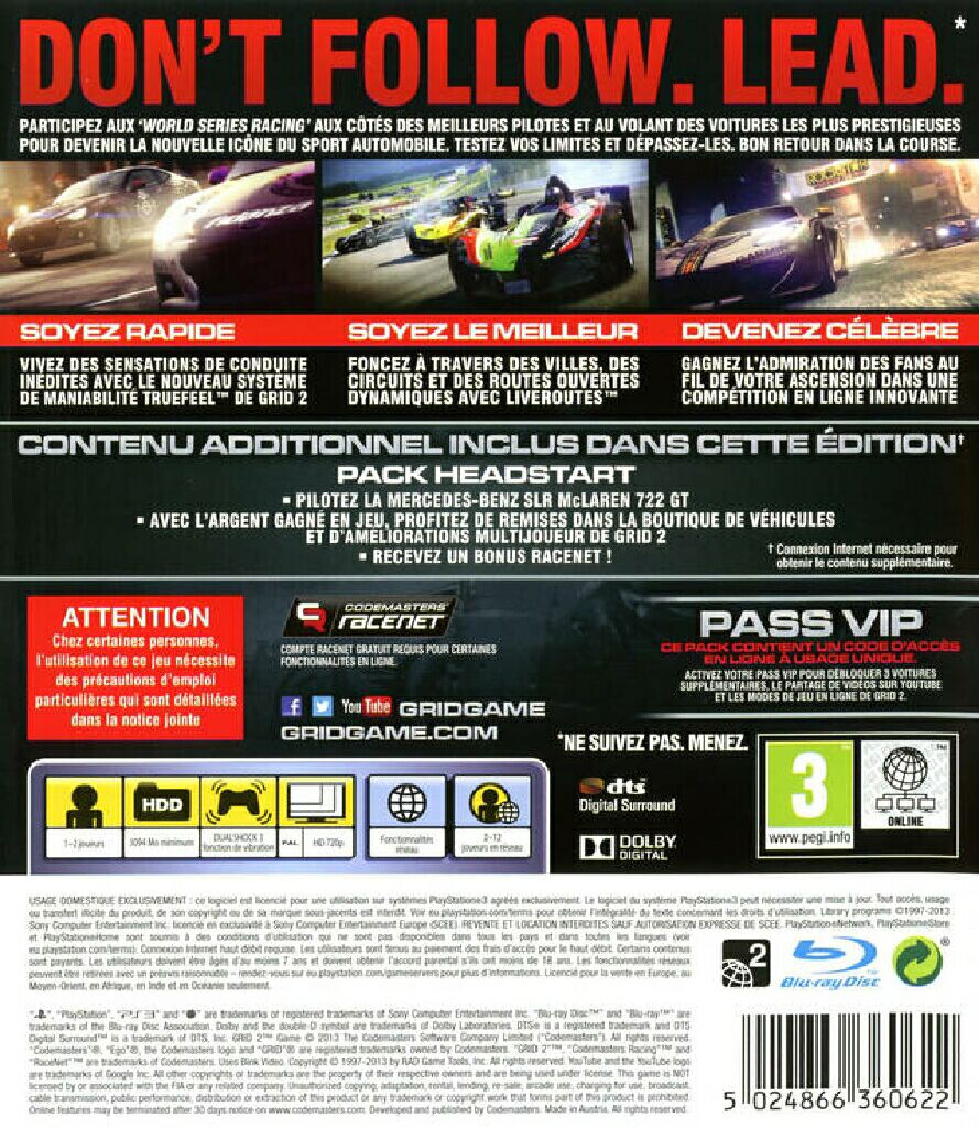 Grid - Sony PlayStation 3 (PS3) video game collectible [Barcode 7892110156745] - Main Image 2