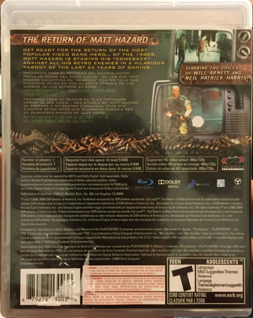 Eat Lead: The Return of Matt Hazard - Sony PlayStation 3 (PS3) (D3 Publisher - 1) video game collectible [Barcode 879278130036] - Main Image 2