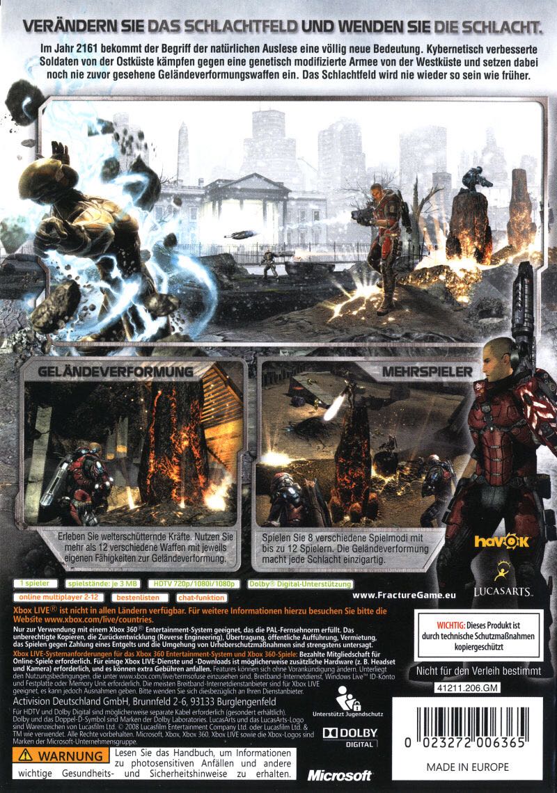 Fracture - Microsoft Xbox 360 (LucasArts) video game collectible [Barcode 023234956769] - Main Image 2