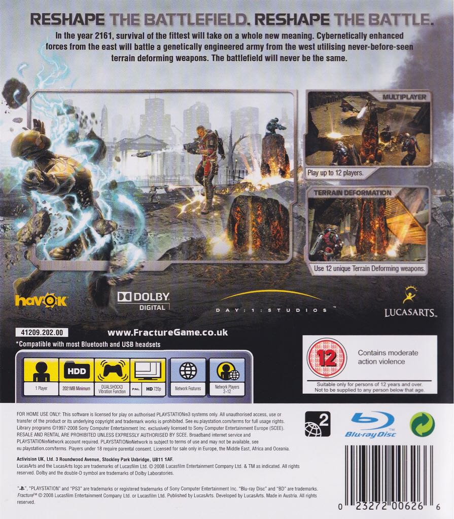 [2008] Fracture - Sony PlayStation 3 (PS3) (Lucas Arts - 12) video game collectible [Barcode 023272006266] - Main Image 2