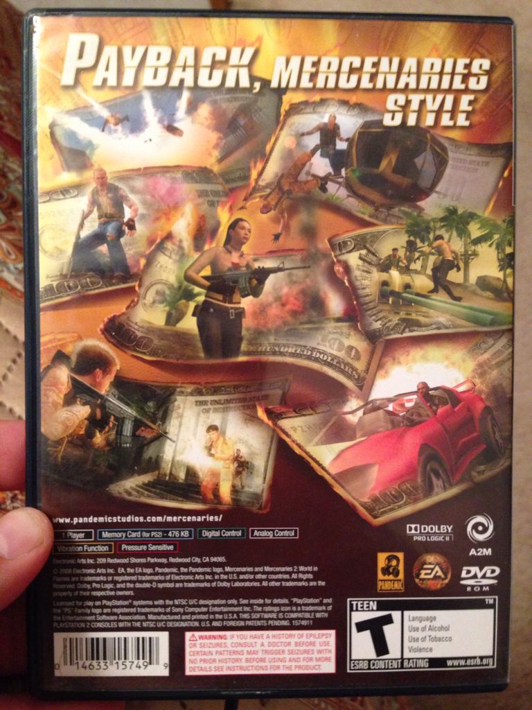 Mercenaries 2: World In Flames - Sony PlayStation 2 (PS2) (EA - 1) video game collectible [Barcode 11721628] - Main Image 2