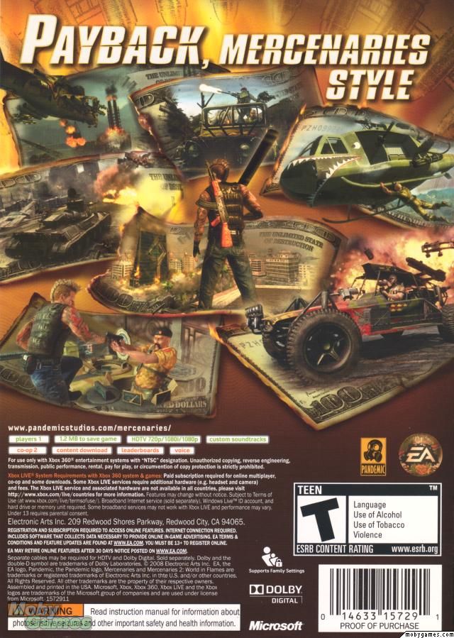 Mercenaries 2: World In Flames - Microsoft Xbox 360 (Electronic Arts - 2) video game collectible [Barcode 5030930059064] - Main Image 2