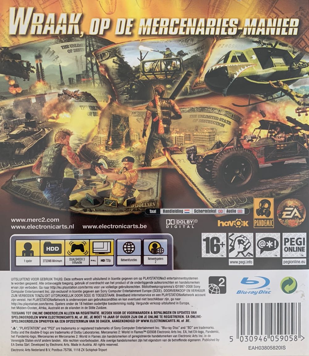 Mercenaries 2: World In Flames - Sony PlayStation 3 (PS3) (EA Swiss - 1) video game collectible [Barcode 5030946059058] - Main Image 2