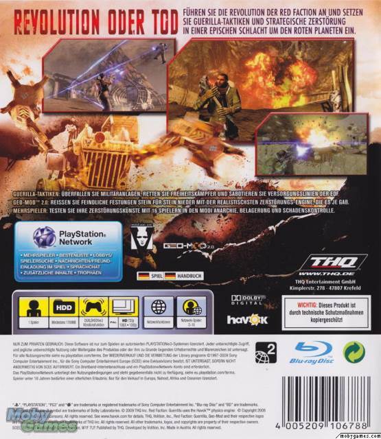 Red Faction: Guerrilla - Sony PlayStation 3 (PS3) (THQ - 1) video game collectible [Barcode 4005209123839] - Main Image 2