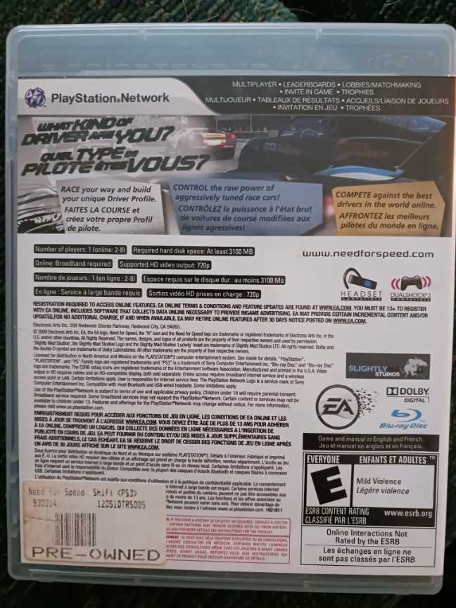 Need for Speed Shift - Sony PlayStation 3 (PS3) (Electronic Arts - 12) video game collectible [Barcode 5030943086903] - Main Image 3