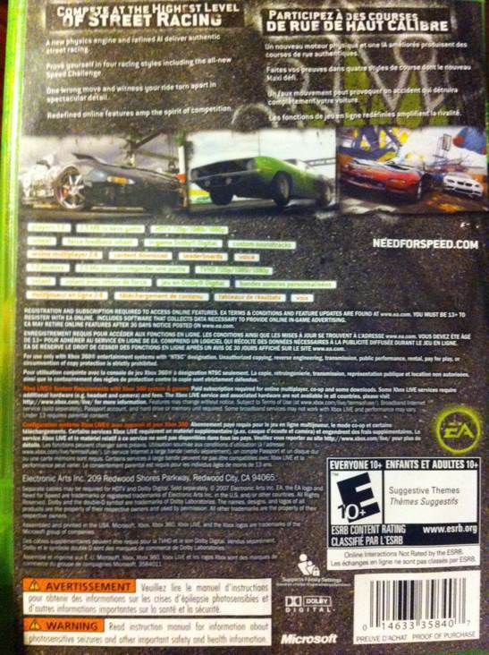 Need For Speed: ProStreet - Microsoft Xbox 360 (Electronic Arts) video game collectible [Barcode 4988648542549] - Main Image 2